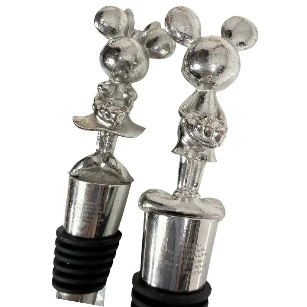 Disney Mickey Mouse Bottle Stoppers Minnie Mouse Set 2 Mousewares Silver Metal